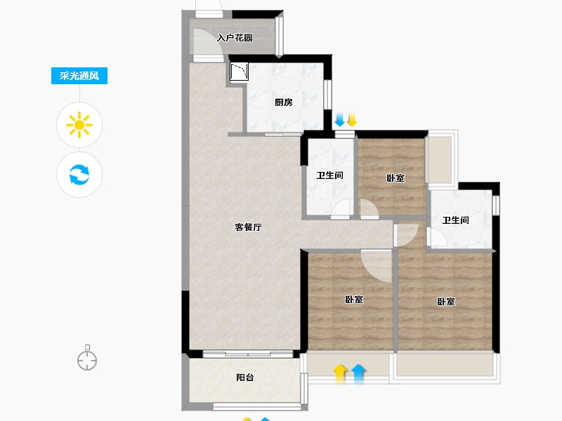 广东省-广州市-南沙时代香海彼岸-80.00-户型库-采光通风