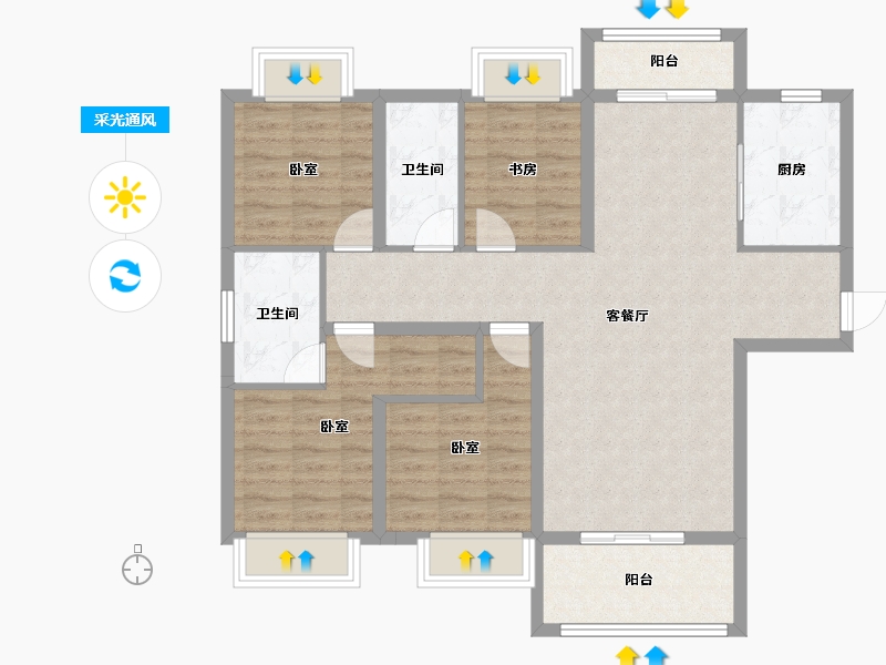 湖北省-孝感市-安陆水岸华府-97.19-户型库-采光通风