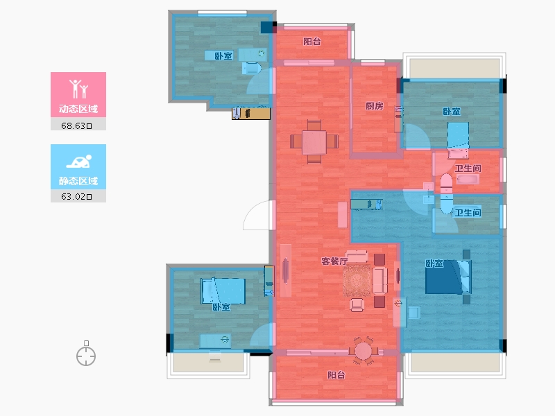 江苏省-镇江市-碧桂园·滨江华府-119.00-户型库-动静分区