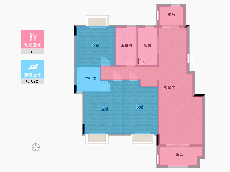 湖南省-长沙市-浔龙河•学府-97.46-户型库-动静分区