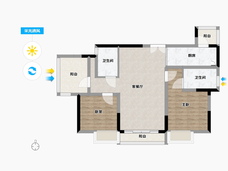 广东省-广州市-碧桂园东湖世家-80.01-户型库-采光通风