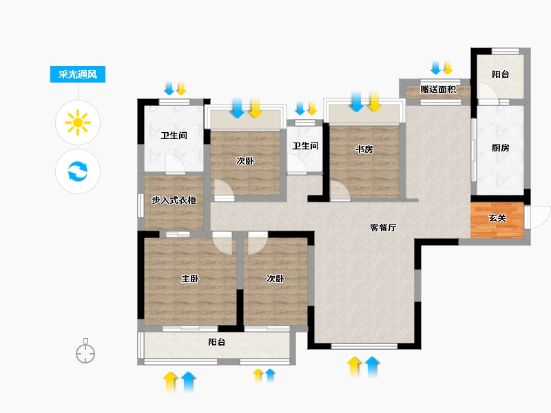 湖南省-长沙市-中海·熙湾-115.05-户型库-采光通风