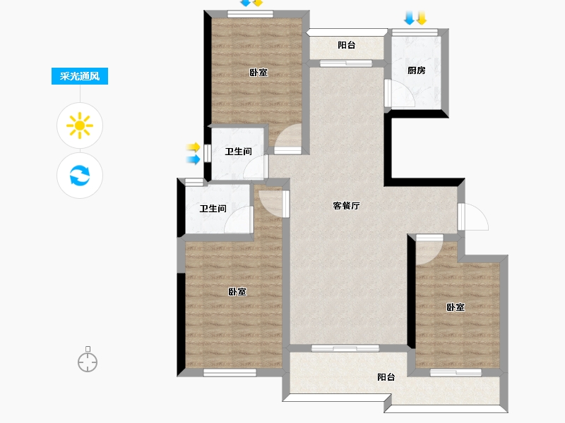 河南省-信阳市-如意城左岸公园（五区）-94.78-户型库-采光通风