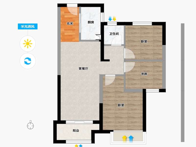 湖南省-长沙市-中海·熙湾-60.30-户型库-采光通风