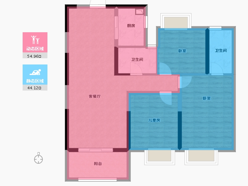 湖北省-孝感市-安陆水岸华府-88.37-户型库-动静分区