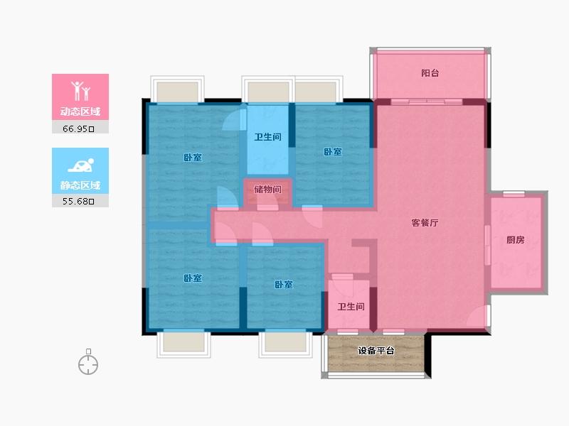 湖南省-邵阳市-滨江巴黎新城-113.14-户型库-动静分区