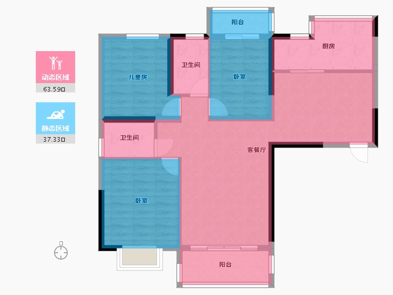 湖北省-十堰市-东方一品-90.68-户型库-动静分区