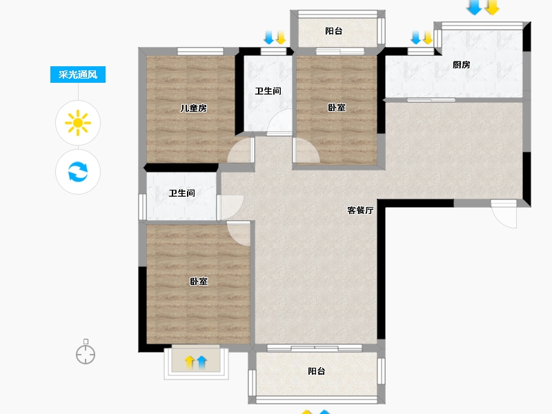 湖北省-十堰市-东方一品-90.68-户型库-采光通风