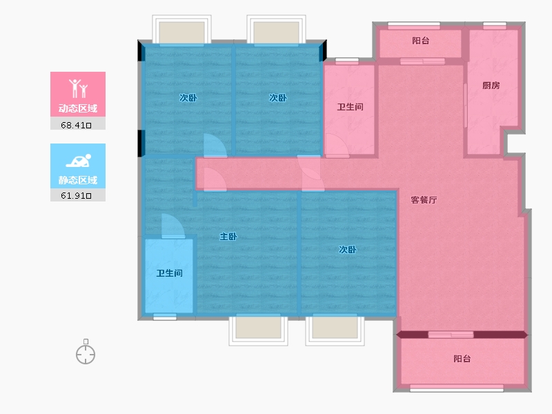 湖南省-长沙市-浔龙河•学府-118.49-户型库-动静分区