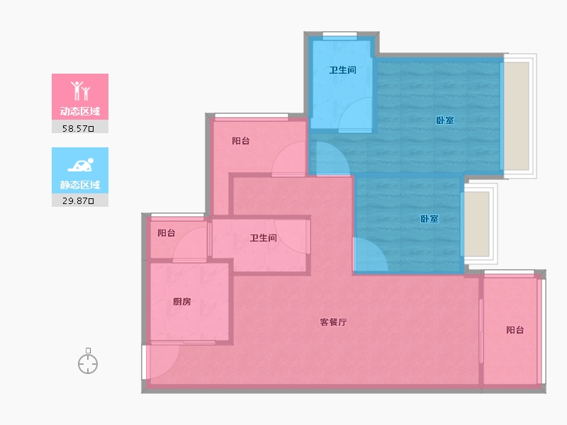 广东省-广州市-龙光天曜-80.01-户型库-动静分区