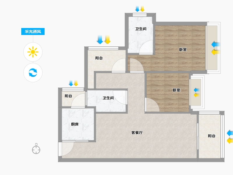 广东省-广州市-龙光天曜-80.01-户型库-采光通风