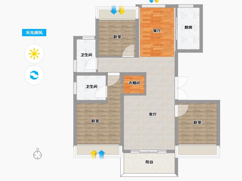 河南省-信阳市-信阳湖畔人家-100.01-户型库-采光通风