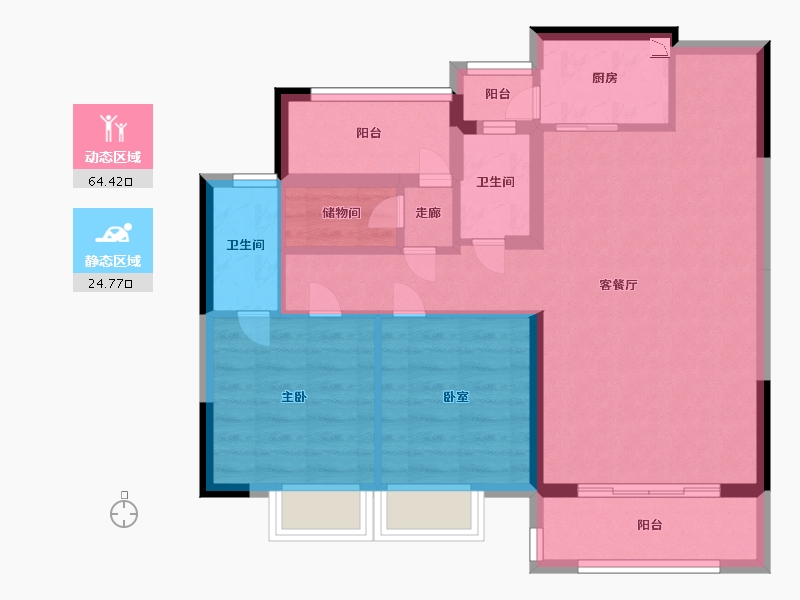 广东省-广州市-碧桂园东湖世家-78.99-户型库-动静分区