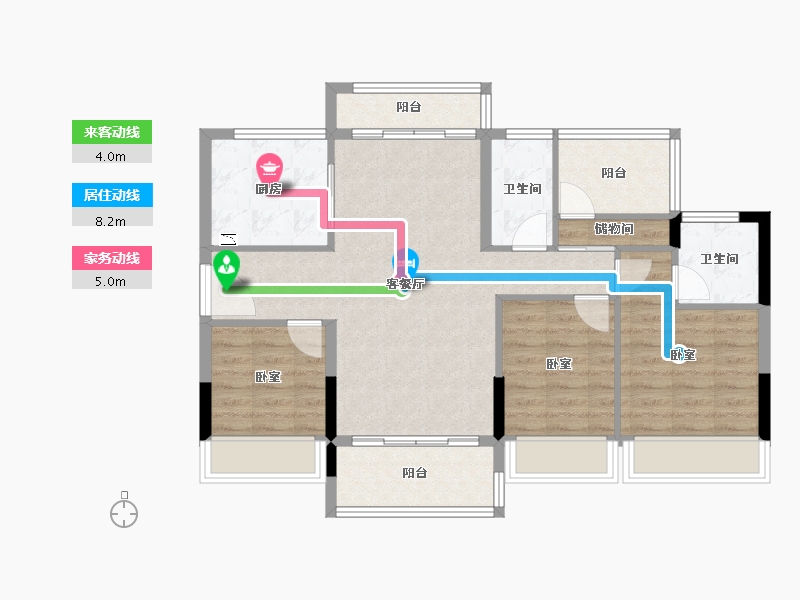 广东省-广州市-碧桂园十里江湾-85.42-户型库-动静线