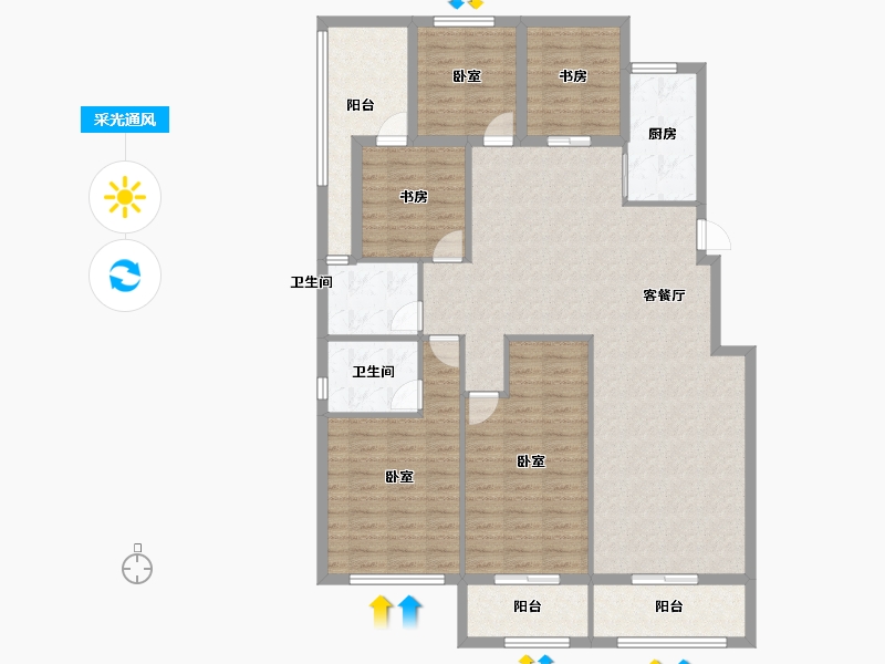 河南省-开封市-宝业龙湖御城-136.00-户型库-采光通风