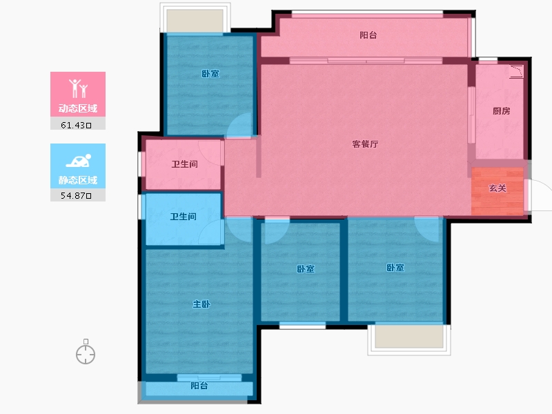 湖南省-长沙市-中海·熙湾-104.79-户型库-动静分区