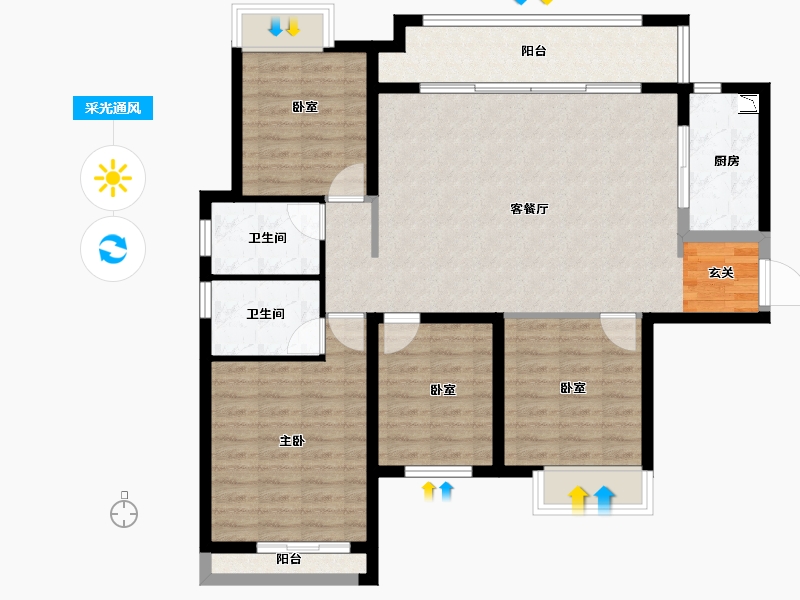 湖南省-长沙市-中海·熙湾-104.79-户型库-采光通风