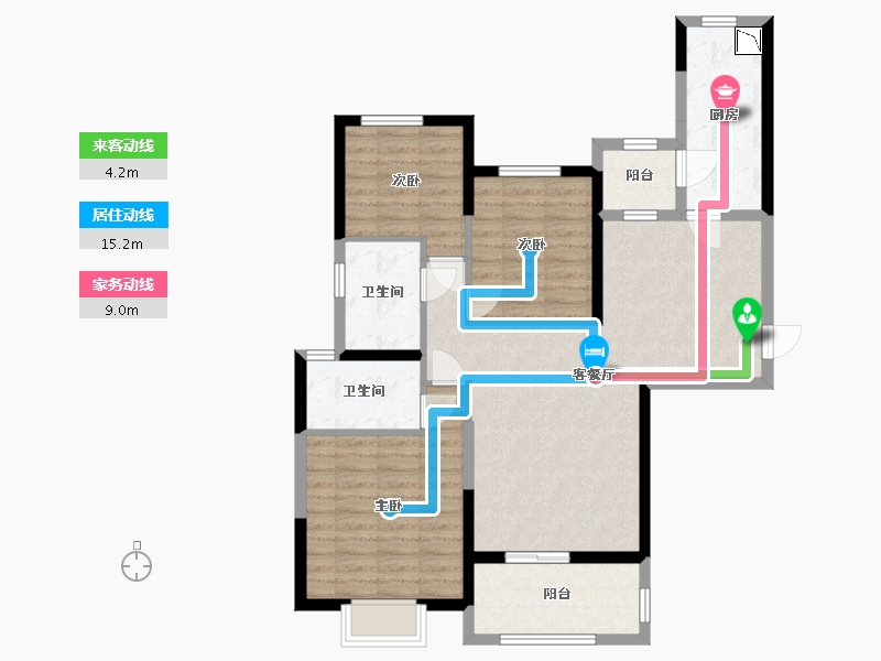 湖南省-长沙市-恒大上林苑住宅-93.84-户型库-动静线