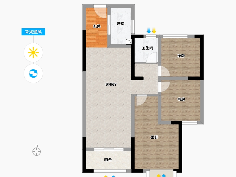 湖南省-长沙市-中海·熙湾-80.01-户型库-采光通风