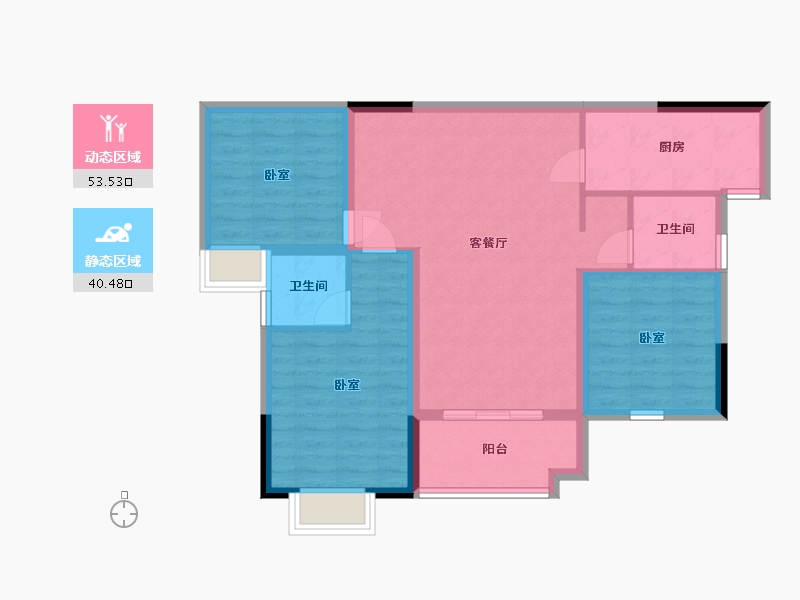 湖南省-岳阳市-东风湖景苑-84.00-户型库-动静分区