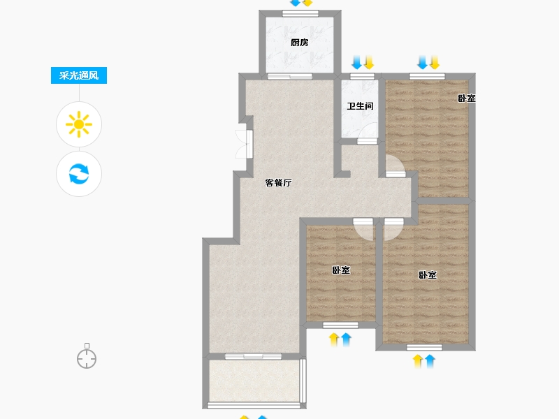 河南省-开封市-宝业龙湖御城-93.00-户型库-采光通风