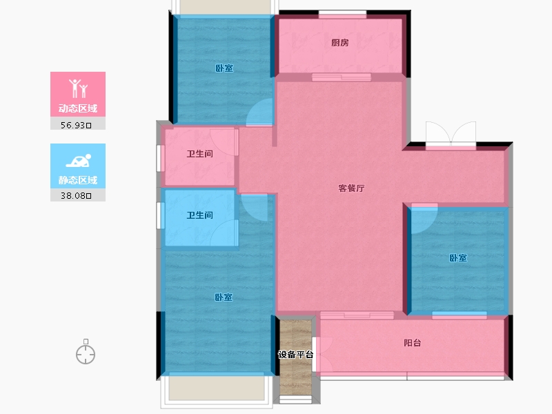 湖北省-十堰市-中瑞领航城二期-87.82-户型库-动静分区