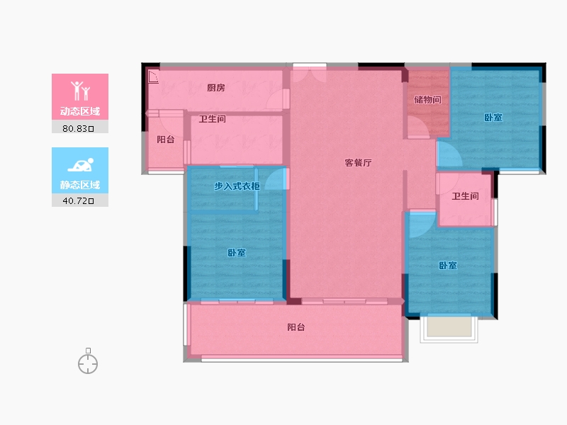 湖北省-宜昌市-宜昌中心天宸府-109.83-户型库-动静分区