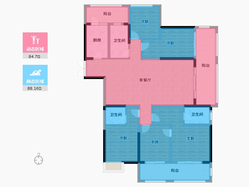 湖南省-湘潭市-湾田九华湖壹号-155.21-户型库-动静分区