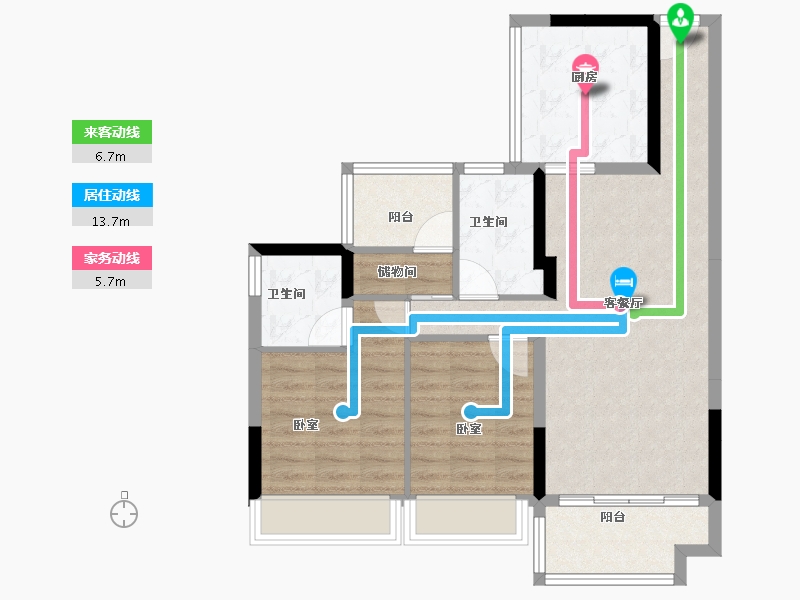 广东省-广州市-碧桂园十里江湾-76.00-户型库-动静线