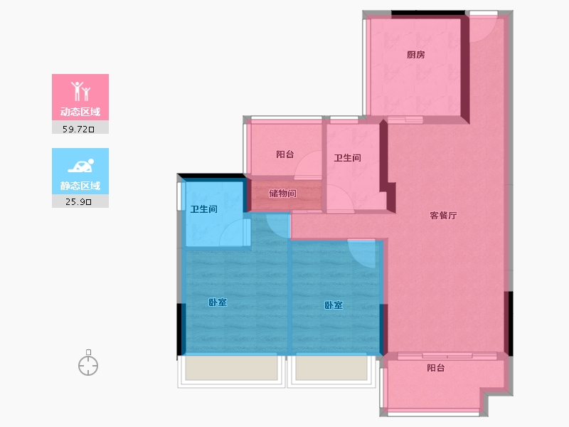 广东省-广州市-碧桂园十里江湾-76.00-户型库-动静分区