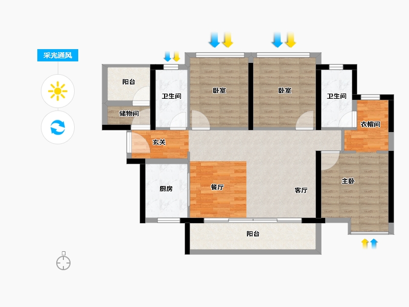 广东省-惠州市-新城香悦澜山-97.30-户型库-采光通风