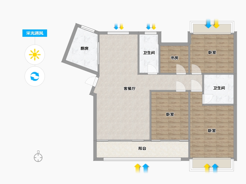 湖南省-常德市-诚信丽景-110.33-户型库-采光通风