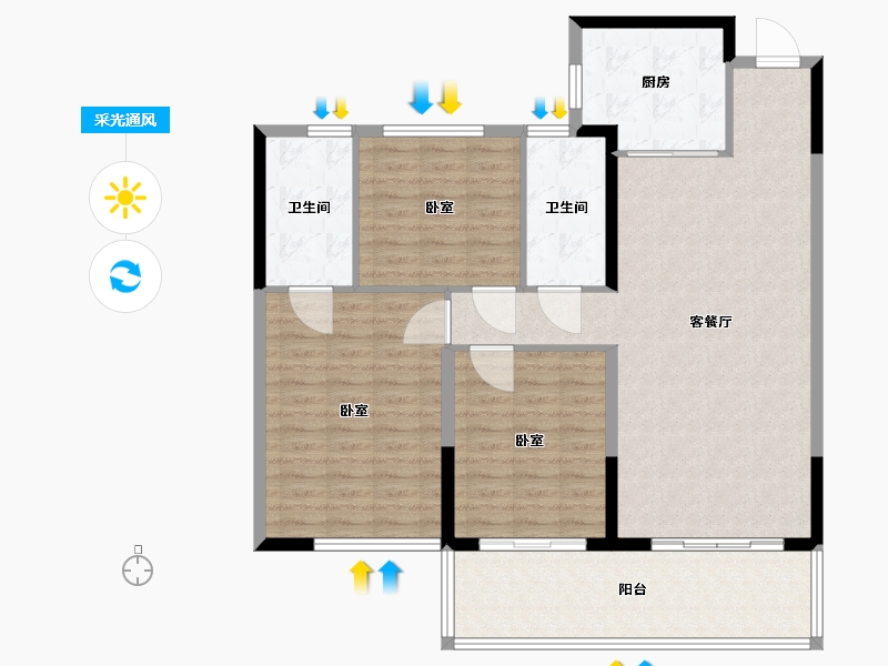 河南省-许昌市-东湖天墅-113.00-户型库-采光通风