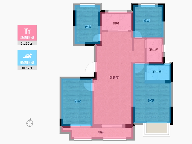 浙江省-绍兴市-东渡玺悦-52.85-户型库-动静分区