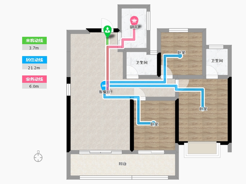 湖北省-黄石市-金茂·观澜府-86.02-户型库-动静线