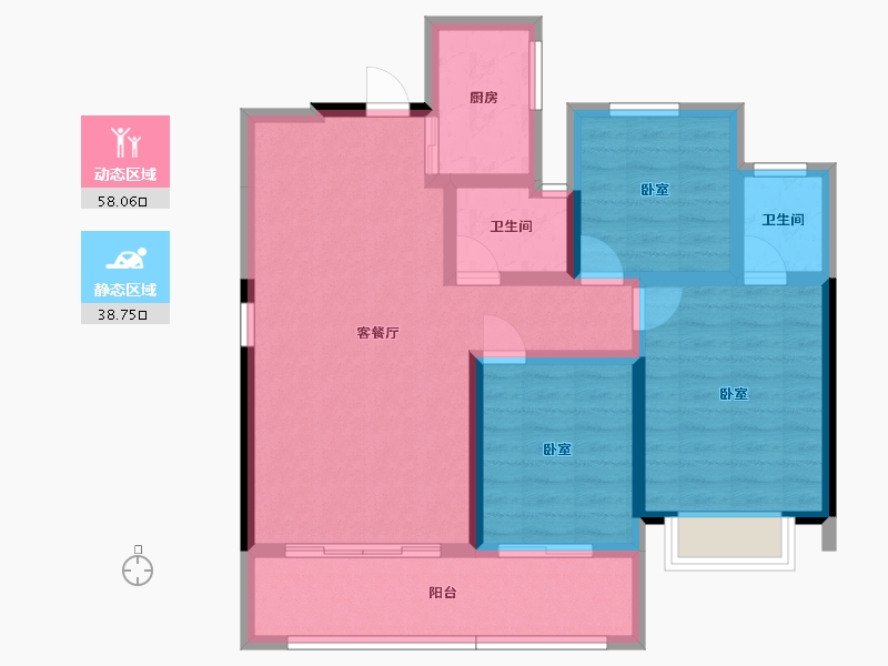 湖北省-黄石市-金茂·观澜府-86.02-户型库-动静分区