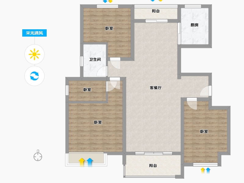 河南省-许昌市-建业北海森林半岛-109.07-户型库-采光通风