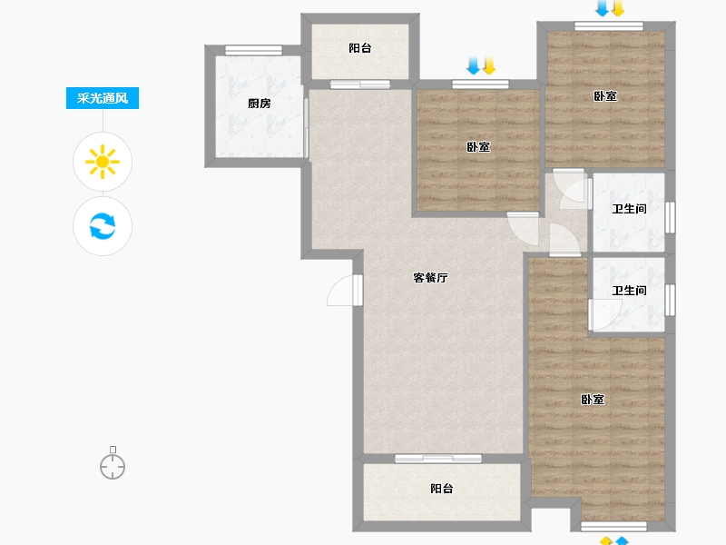 湖北省-武汉市-状元府-96.88-户型库-采光通风