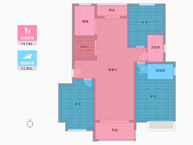 河南省-许昌市-建业北海森林半岛-113.70-户型库-动静分区