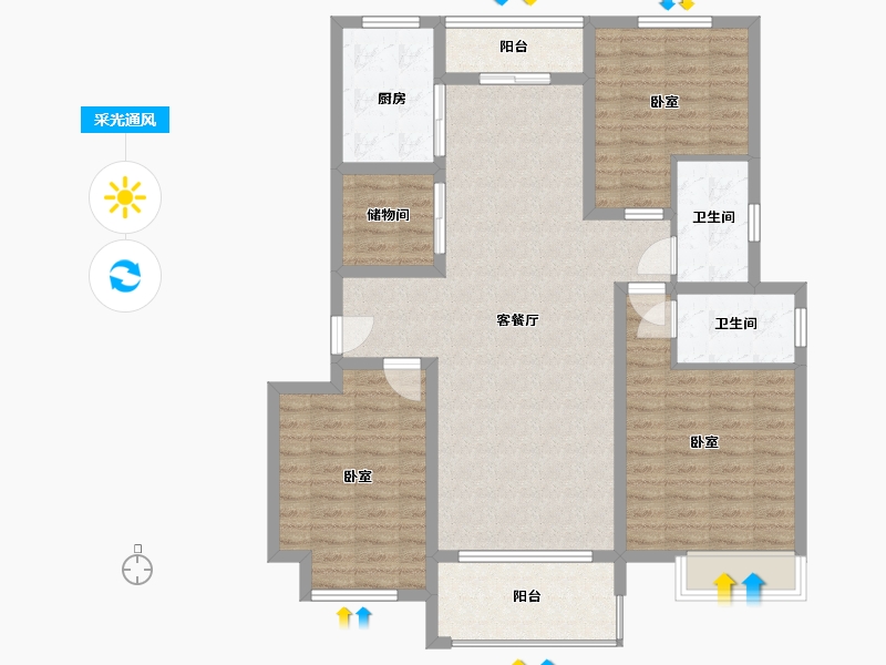 河南省-许昌市-建业北海森林半岛-113.70-户型库-采光通风