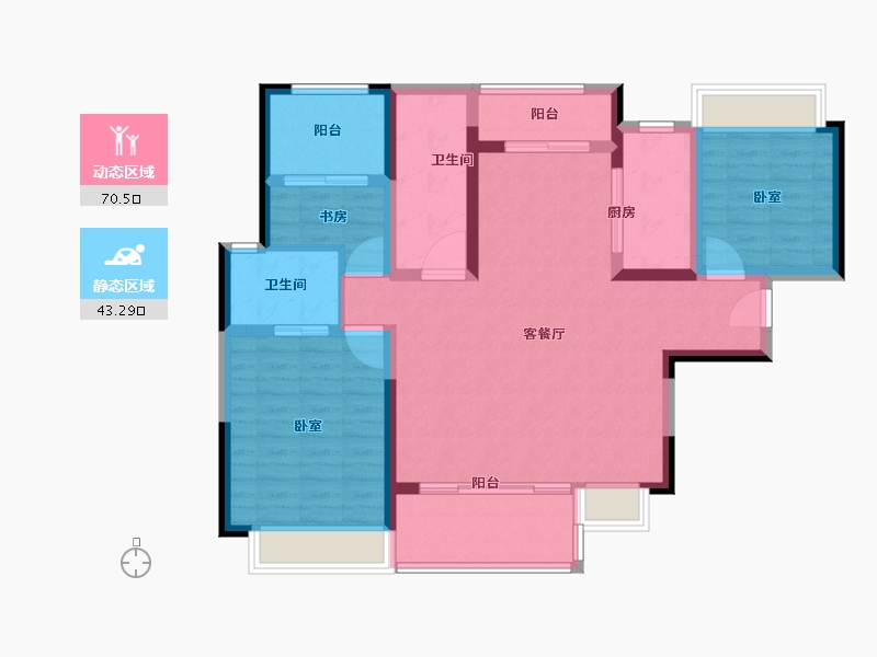 湖南省-常德市-龙湖·双珑原著-102.01-户型库-动静分区