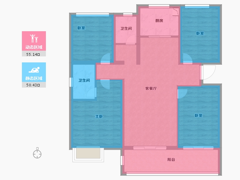 福建省-厦门市-保利住宅第5湾-93.99-户型库-动静分区