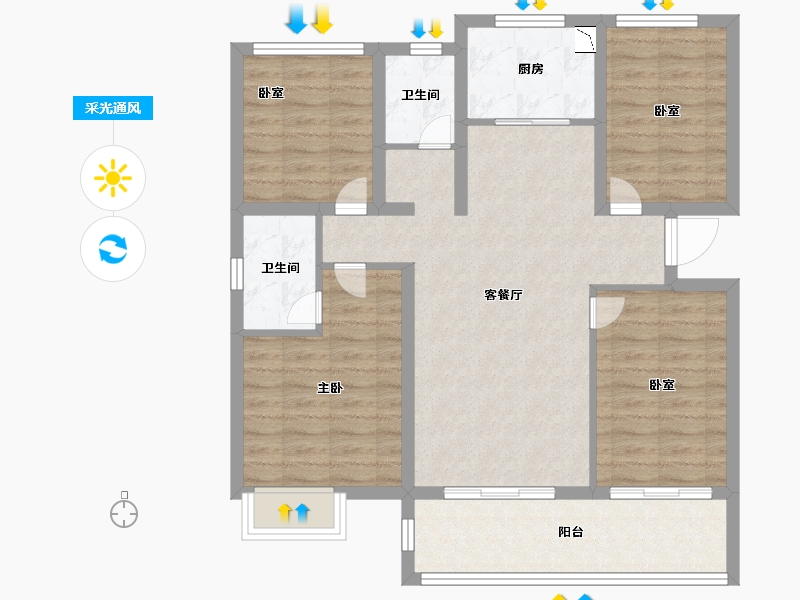 福建省-厦门市-保利住宅第5湾-93.99-户型库-采光通风