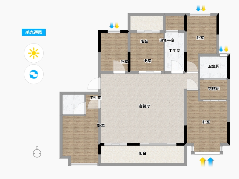 河南省-许昌市-东湖天墅-163.00-户型库-采光通风