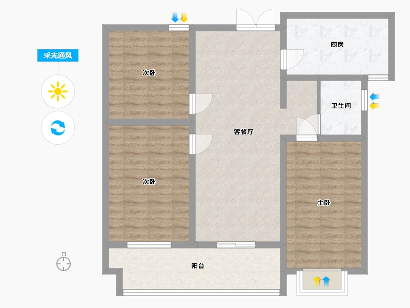 山东省-临沂市-城建·锦绣府-94.99-户型库-采光通风