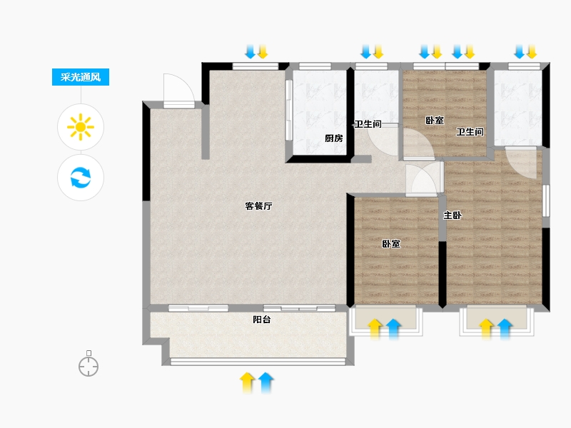 河南省-许昌市-东湖天墅-115.00-户型库-采光通风