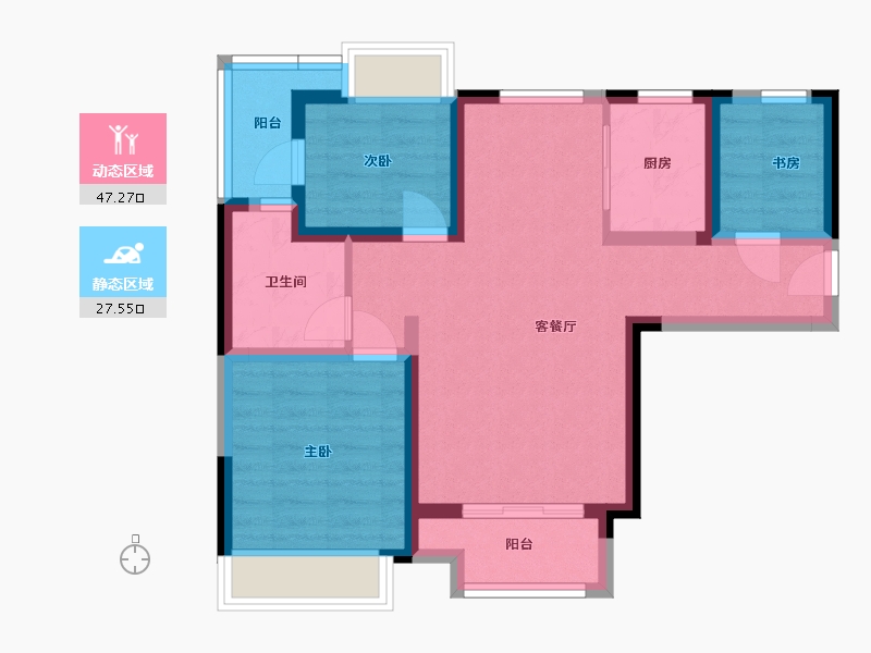 湖北省-武汉市-禹洲翡丽公馆3期-65.12-户型库-动静分区