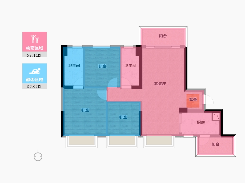 广东省-肇庆市-碧桂园龙熹山-77.53-户型库-动静分区