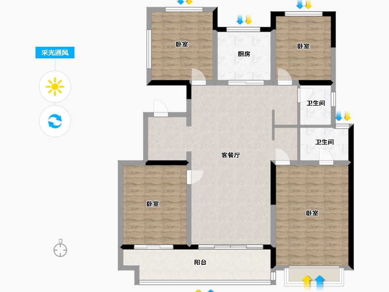 河南省-许昌市-东湖天墅-137.00-户型库-采光通风