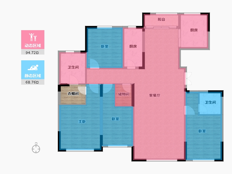 山东省-东营市-理想之城·柳岸晓风-151.75-户型库-动静分区